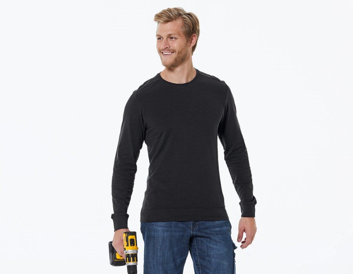 Additional image 2 e.s. Long sleeve cotton stretch black