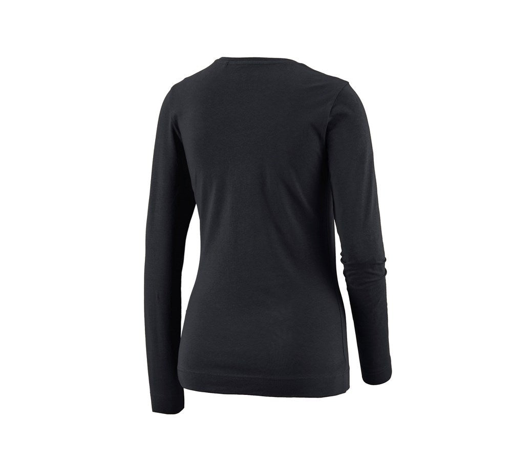 Secondary image e.s. Longsleeve cotton stretch, ladies' black