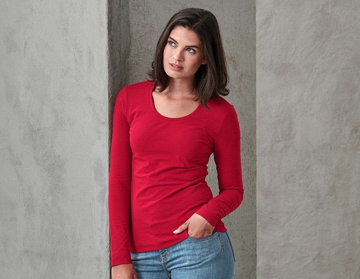 Additional image 1 e.s. Long sleeve cotton stretch, ladies' fiery red