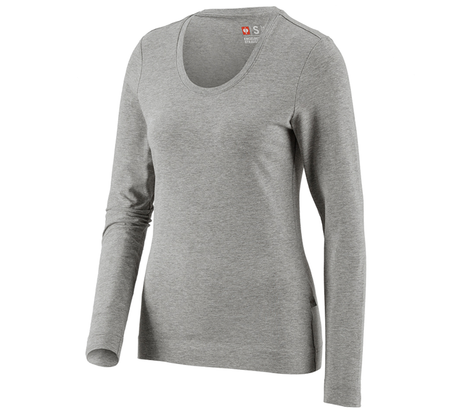Primary image e.s. Longsleeve cotton stretch, ladies' grey melange