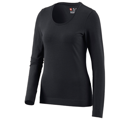 Primary image e.s. Longsleeve cotton stretch, ladies' black