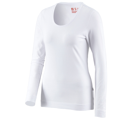 Primary image e.s. Longsleeve cotton stretch, ladies' white