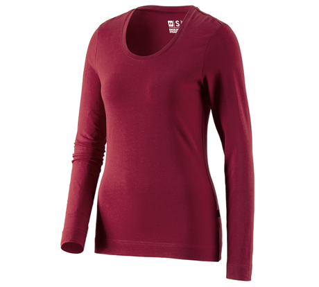 Primary image e.s. Longsleeve cotton stretch, ladies' bordeaux