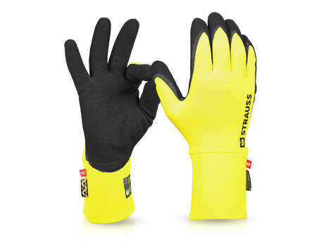 Primary image e.s. Nitrile gloves FIBERTWIN® Senso Grip Winter acid yellow/black