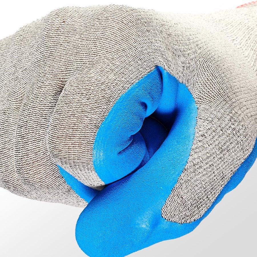 Detailed image e.s. Nitrile foam gloves evertouch micro blue/lightblue-melange