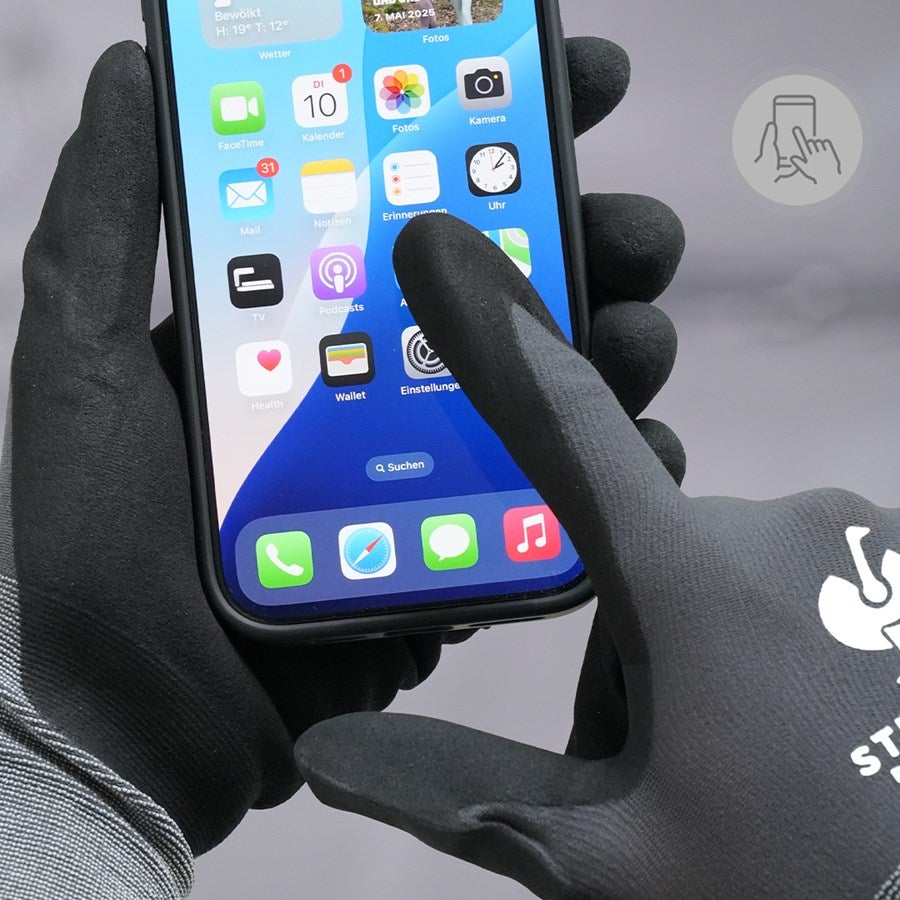 Detailed image e.s. Nitrile foam gloves evertouch micro black/grey