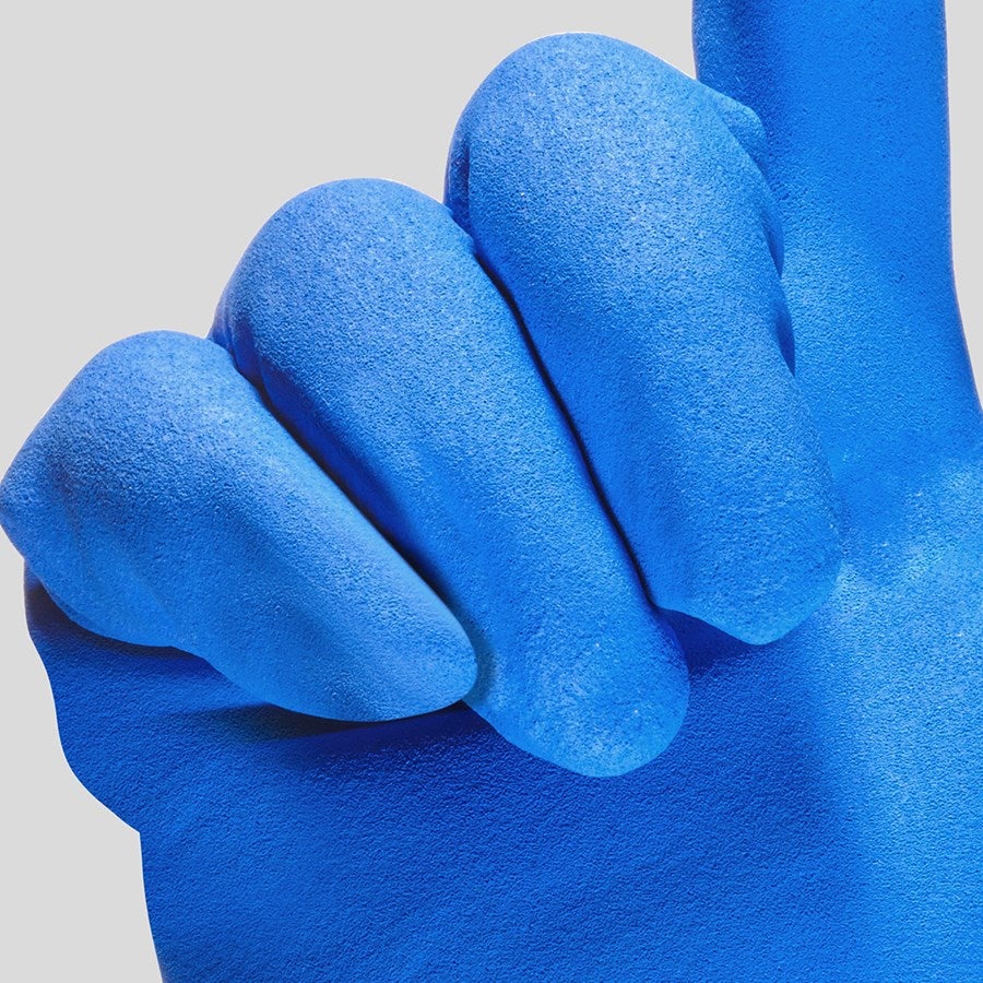 Detailed image e.s. Nitrile foam gloves evertouch winter blue/navy-melange