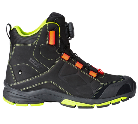 Primary image e.s. O2 Work shoes Tethys mid black/high-vis orange/high-vis yellow