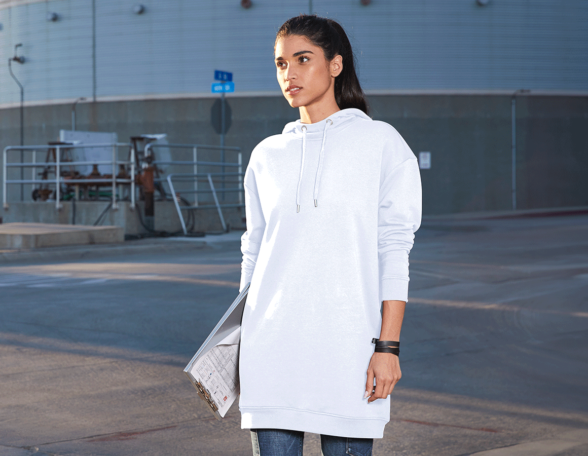 Main action image e.s. Oversize hoody sweatshirt poly cotton, ladies white