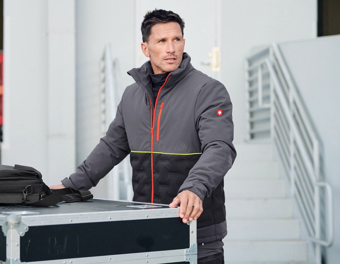 Additional image 1 e.s. Padded jacket anthracite/black/high-vis orange/high-vis yellow