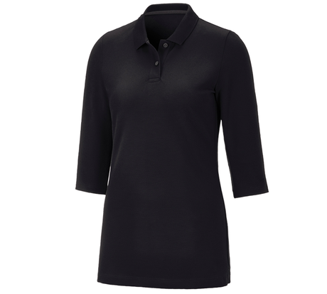 Primary image e.s. Pique-Polo 3/4-sleeve cotton stretch, ladies' black