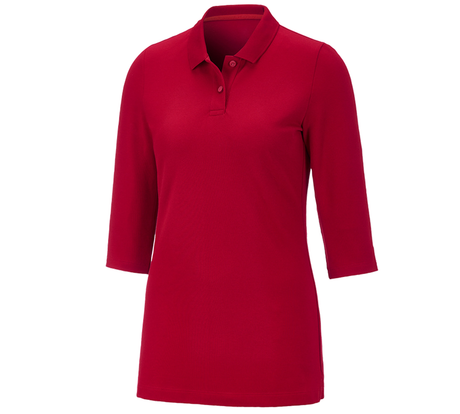 Primary image e.s. Pique-Polo 3/4-sleeve cotton stretch, ladies' fiery red