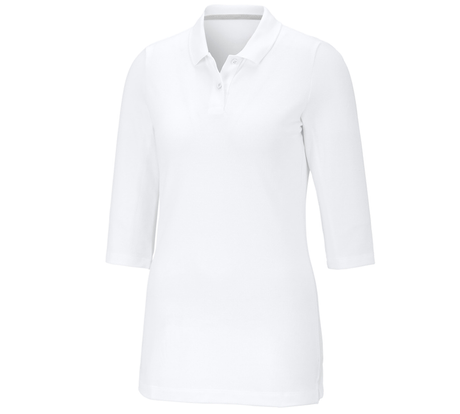 Primary image e.s. Pique-Polo 3/4-sleeve cotton stretch, ladies' white