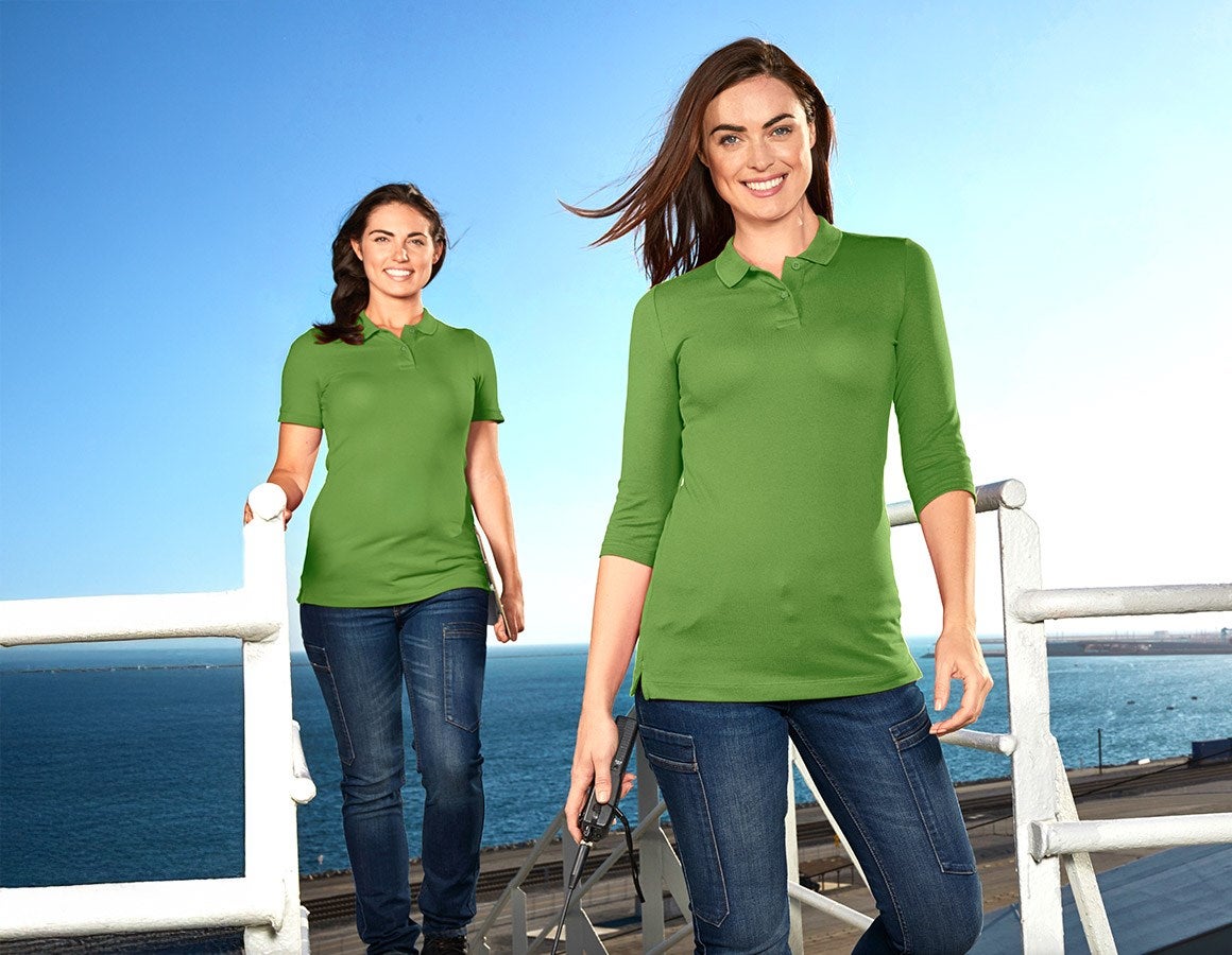 Additional image 2 e.s. Pique-Polo 3/4-sleeve cotton stretch, ladies' seagreen