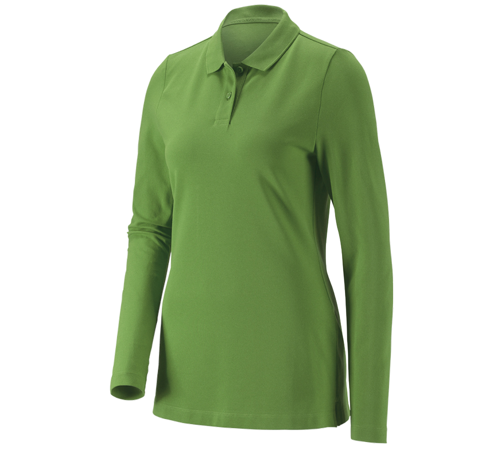 Primary image e.s. Pique-Polo longsleeve cotton stretch,ladies' seagreen
