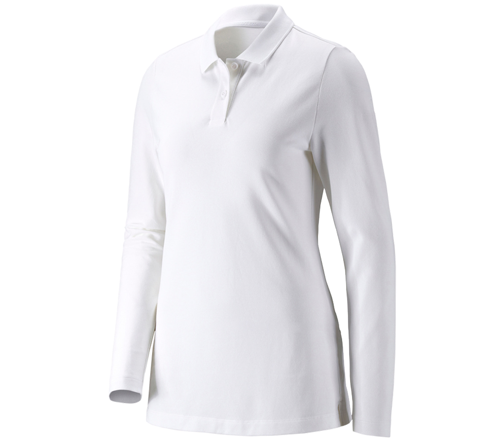 Primary image e.s. Pique-Polo longsleeve cotton stretch,ladies' white