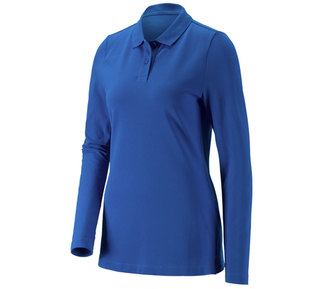 Primary image e.s. Pique-Polo longsleeve cotton stretch,ladies' gentianblue