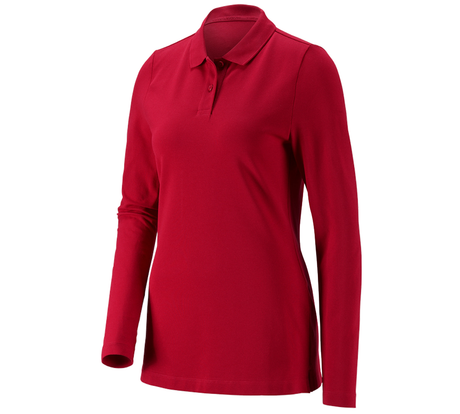 Primary image e.s. Pique-Polo longsleeve cotton stretch,ladies' fiery red