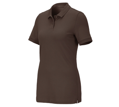 Primary image e.s. Pique-Polo cotton stretch, ladies' chestnut