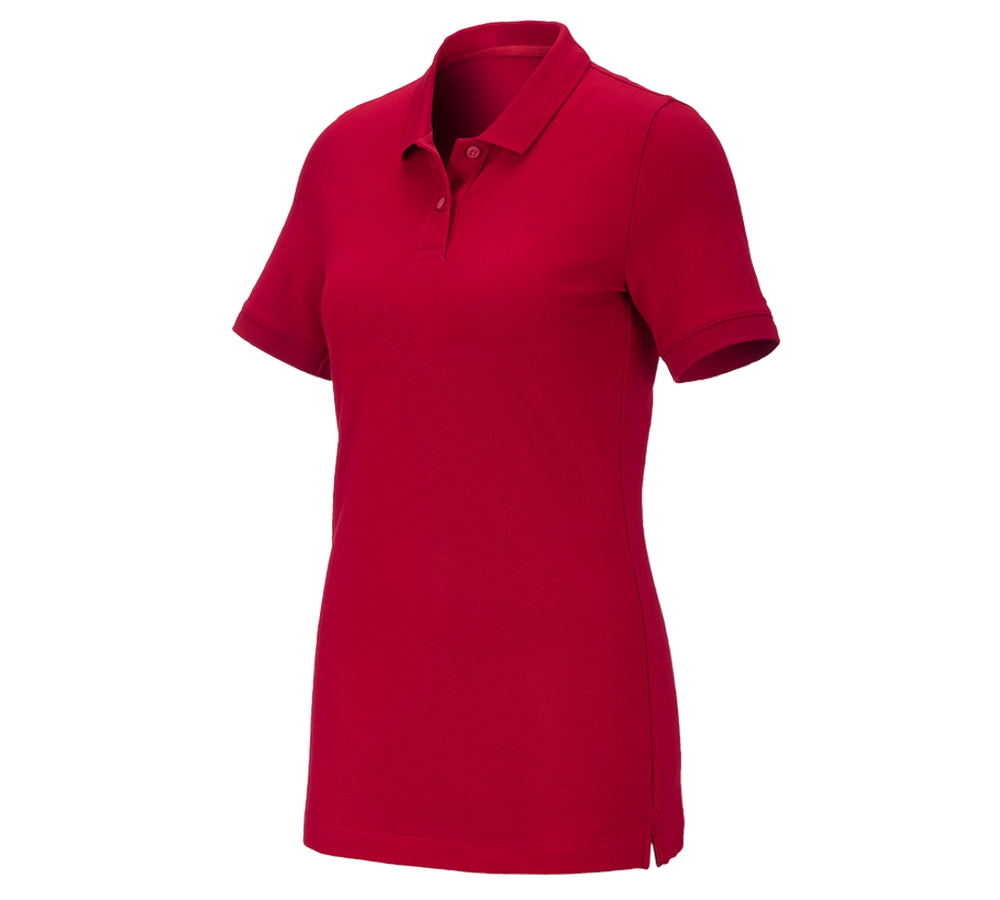 Primary image e.s. Pique-Polo cotton stretch, ladies' fiery red