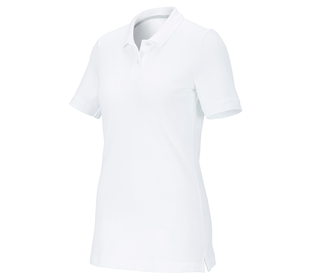 Primary image e.s. Piqué-Polo cotton stretch, ladies' white