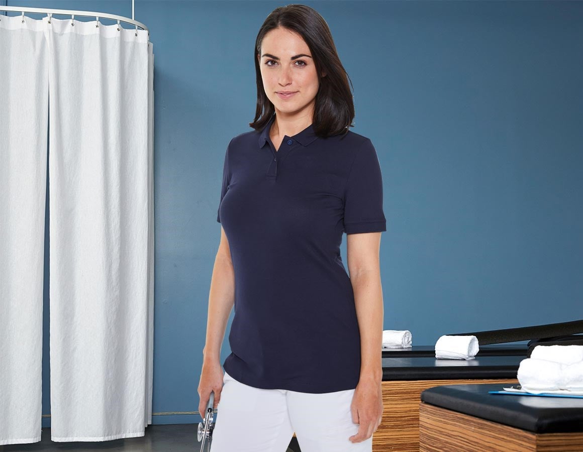 Main action image e.s. Pique-Polo cotton stretch, ladies' navy