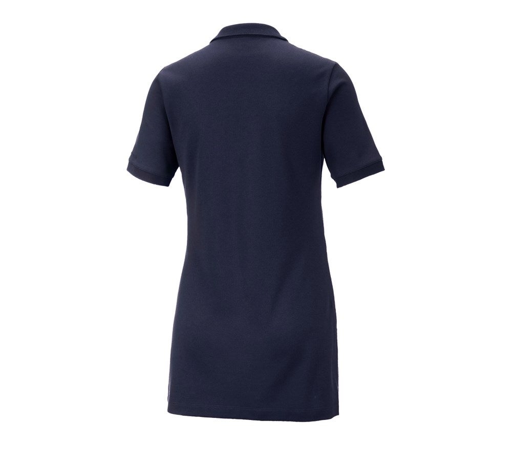 Secondary image e.s. Pique-Polo cotton stretch, ladies', long fit navy