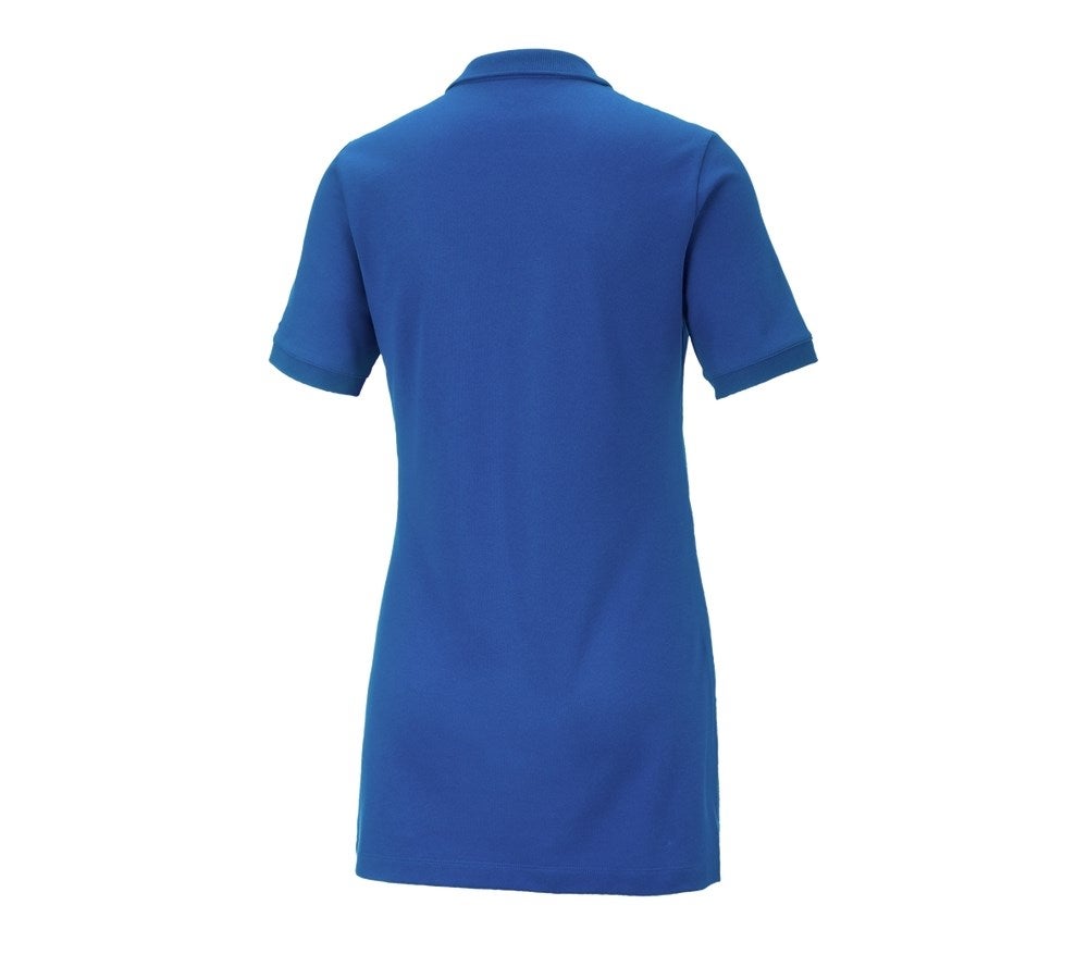 Secondary image e.s. Pique-Polo cotton stretch, ladies', long fit gentianblue
