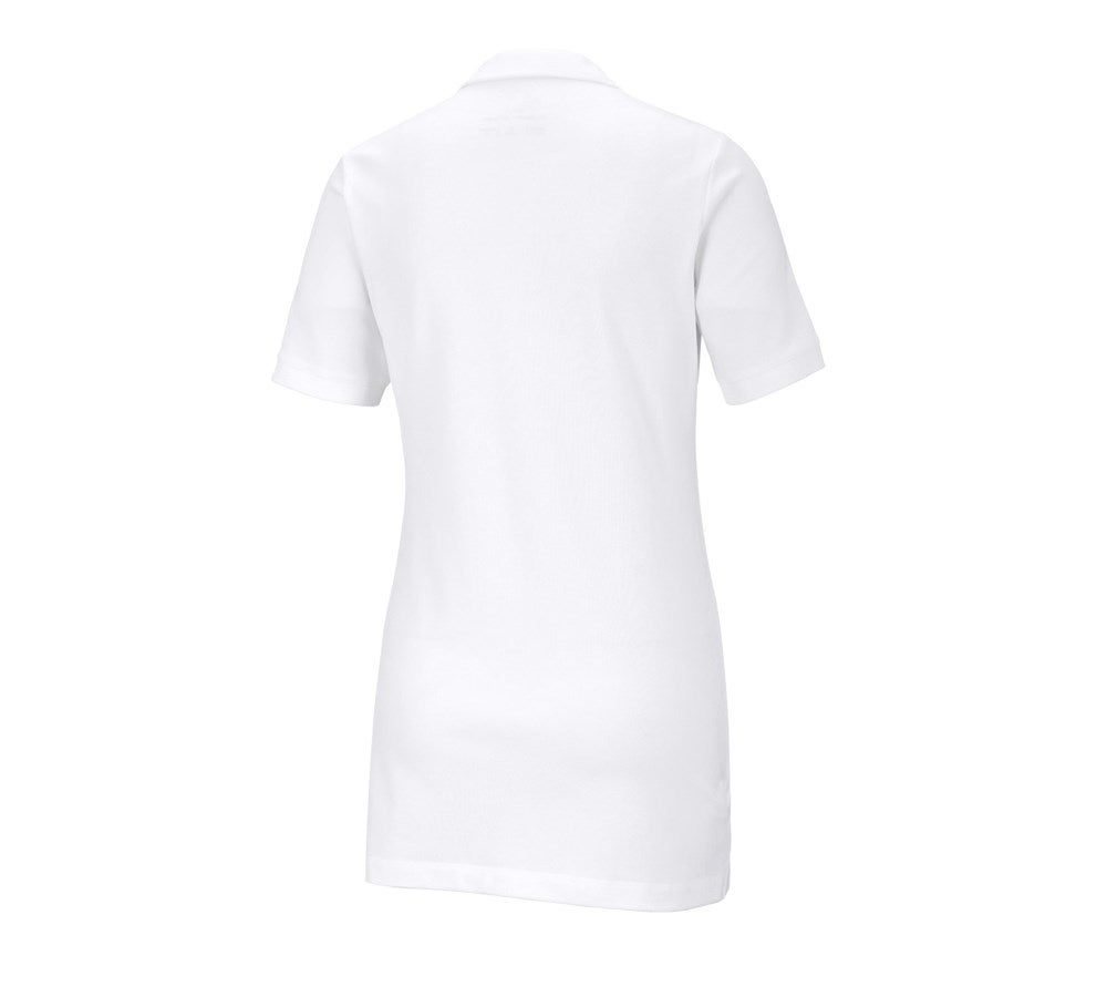 Secondary image e.s. Pique-Polo cotton stretch, ladies', long fit white