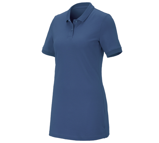 Primary image e.s. Pique-Polo cotton stretch, ladies', long fit cobalt