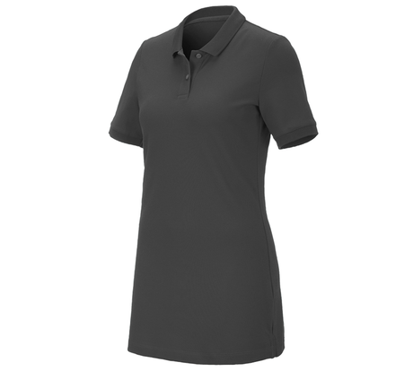 Primary image e.s. Pique-Polo cotton stretch, ladies', long fit anthracite