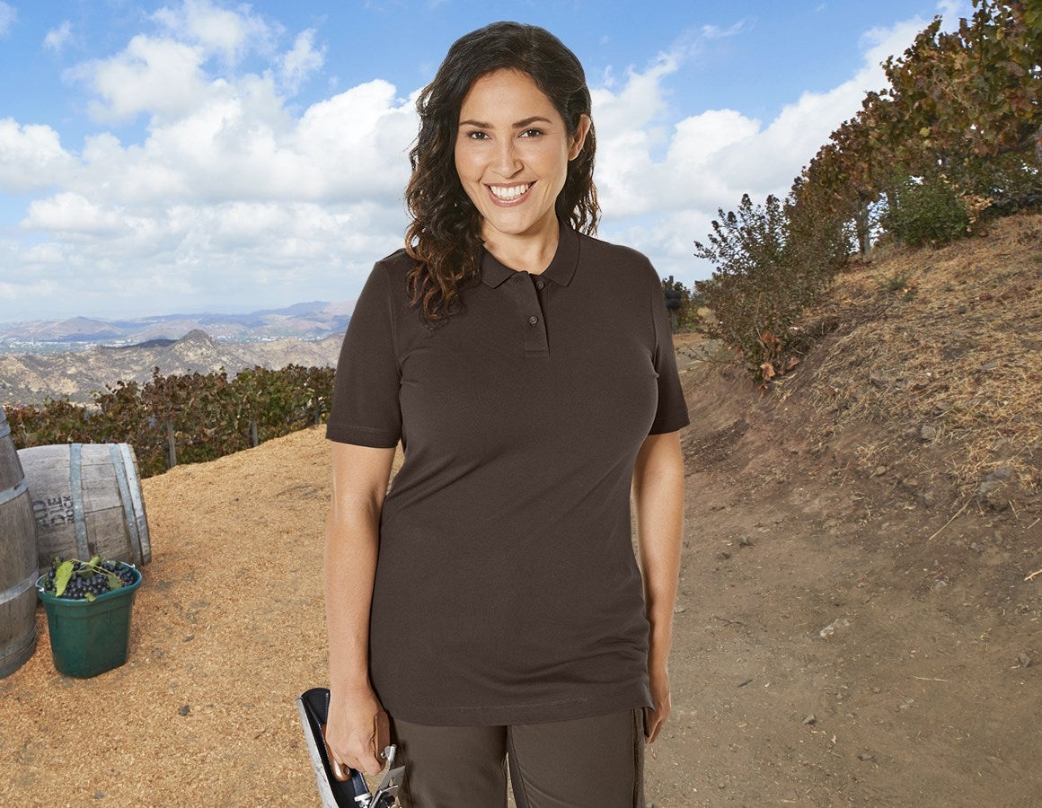 Main action image e.s. Pique-Polo cotton stretch, ladies', plus fit chestnut