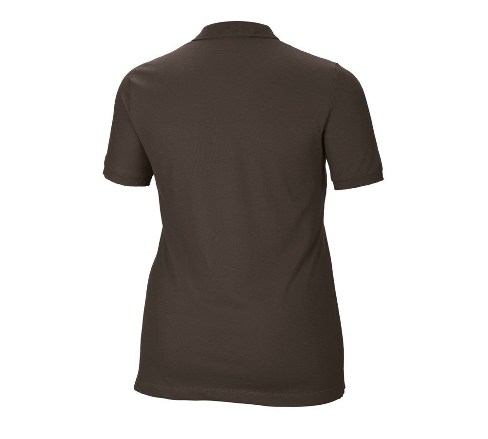 Secondary image e.s. Pique-Polo cotton stretch, ladies', plus fit chestnut