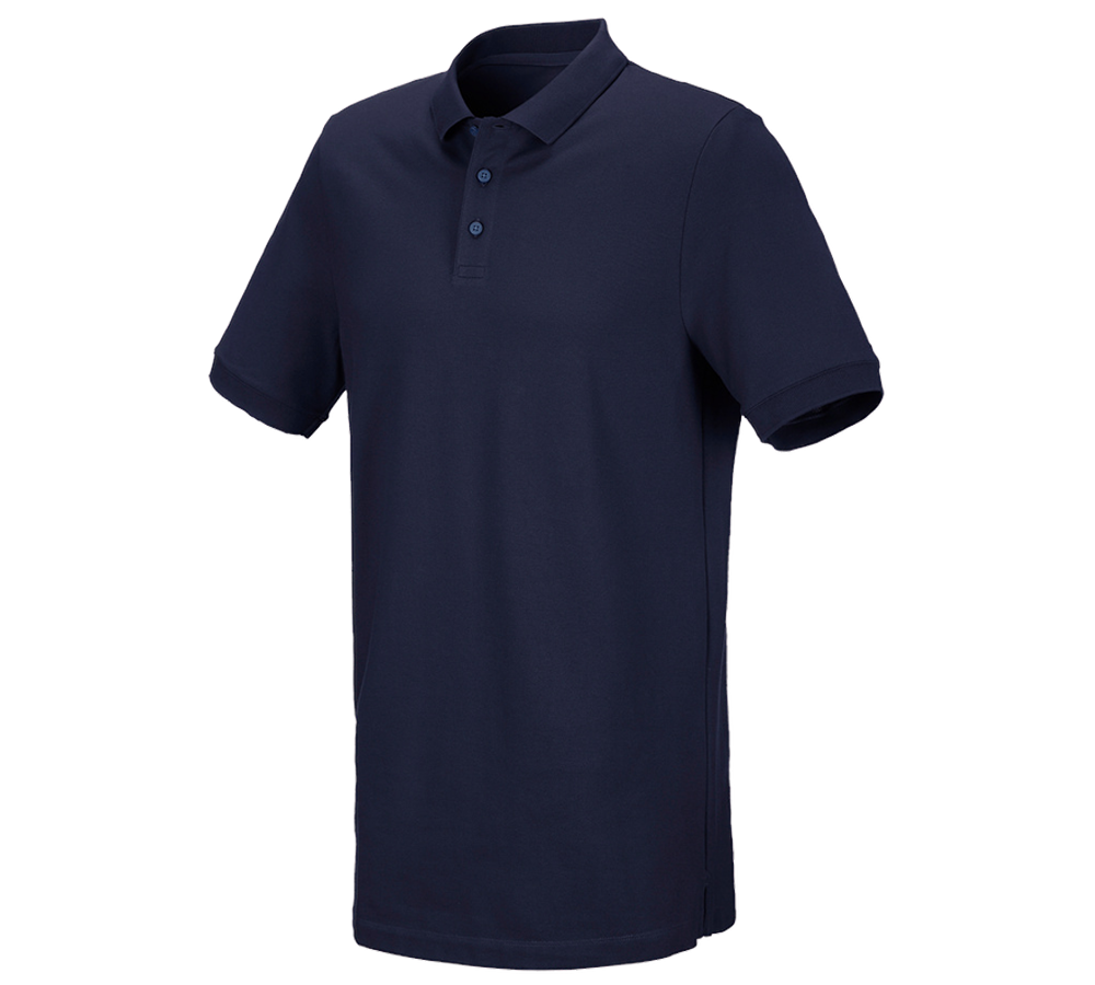 Primary image e.s. Piqué-Polo cotton stretch, long fit navy
