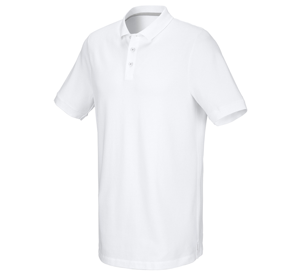 Primary image e.s. Piqué-Polo cotton stretch, long fit white