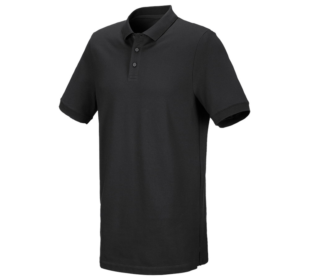 Primary image e.s. Piqué-Polo cotton stretch, long fit black