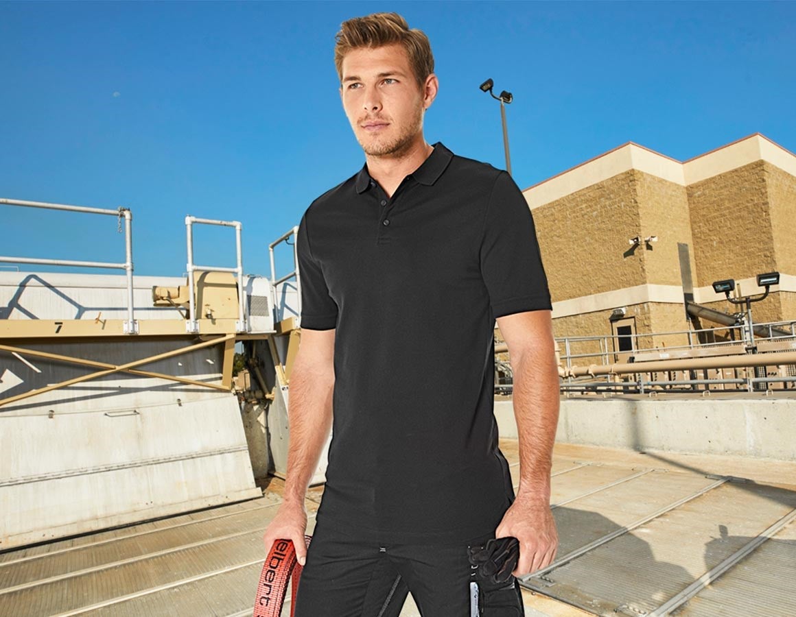 Main action image e.s. Piqué-Polo cotton stretch, long fit black