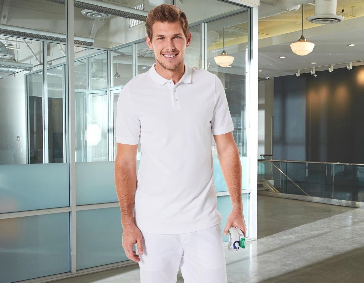 Main action image e.s. Piqué-Polo cotton stretch, long fit white