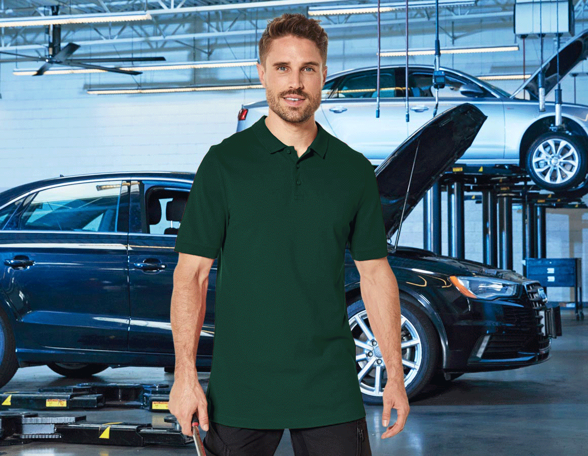 Main action image e.s. Piqué-Polo cotton stretch, long fit green