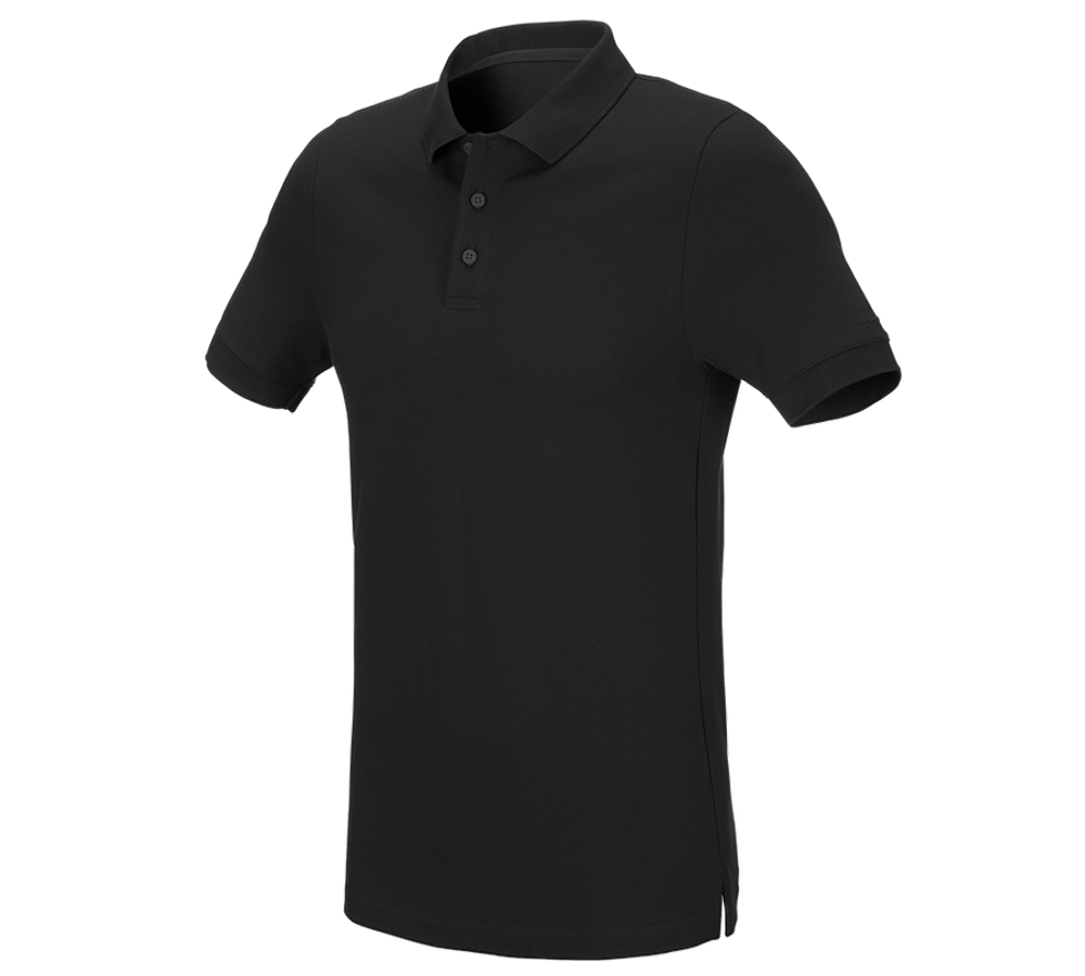 Primary image e.s. Pique-Polo cotton stretch, slim fit black