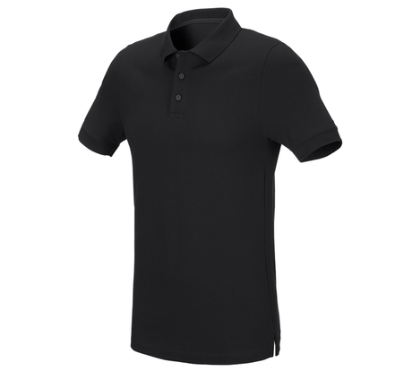 Primary image e.s. Pique-Polo cotton stretch, slim fit black