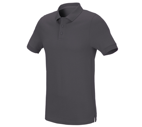 Primary image e.s. Pique-Polo cotton stretch, slim fit anthracite
