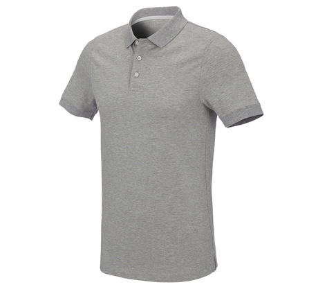 Primary image e.s. Pique-Polo cotton stretch, slim fit grey melange