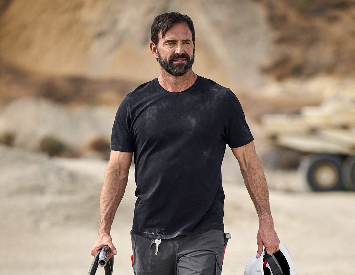 Main action image e.s. Piqué-T-shirt cotton light black