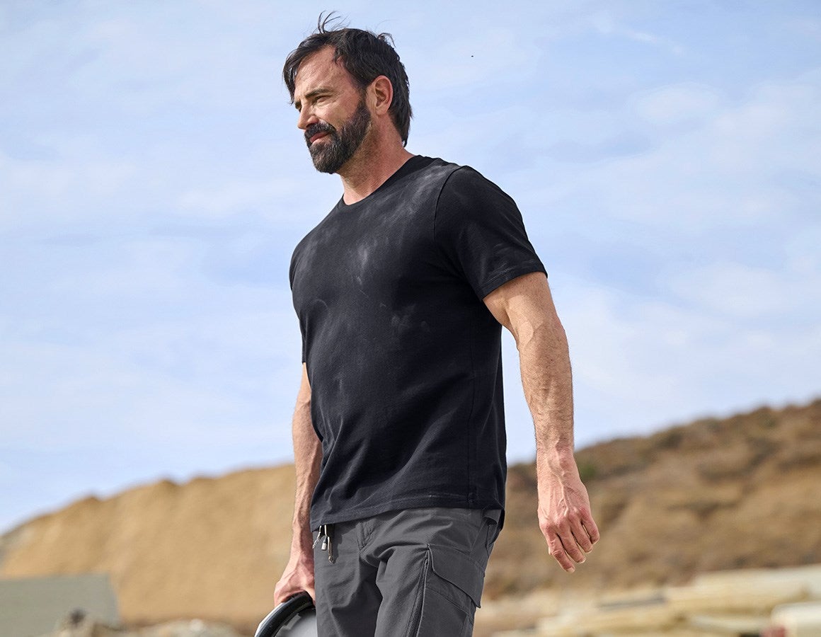 Additional image 1 e.s. Piqué-T-shirt cotton light black