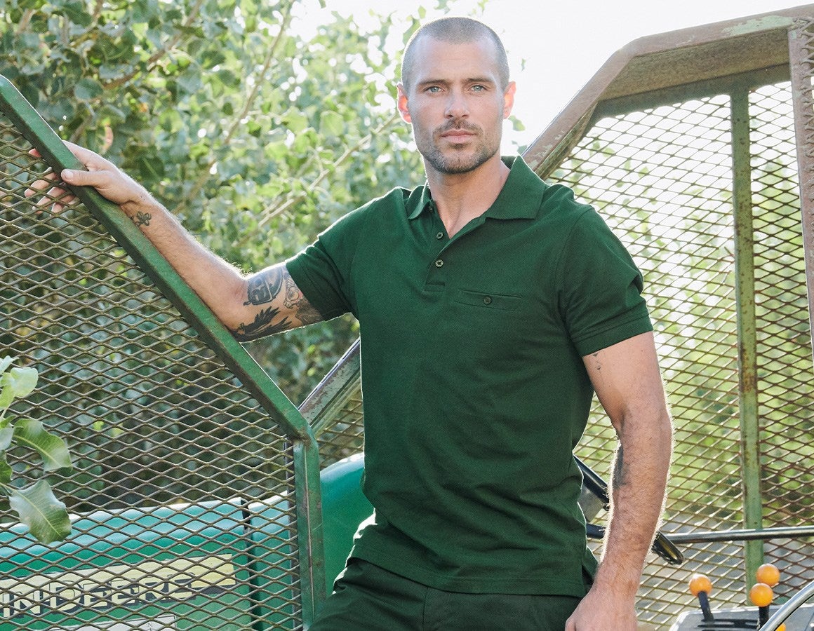 Main action image e.s. Polo shirt cotton Pocket green