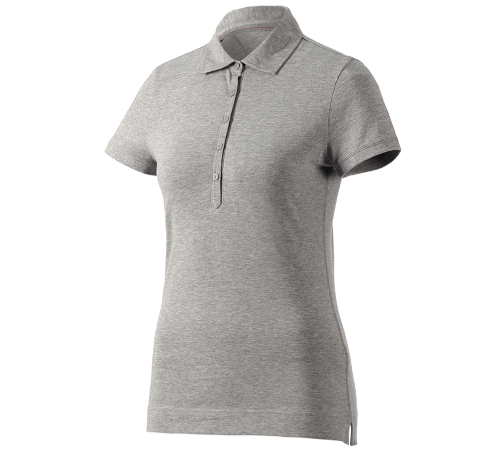 Primary image e.s. Polo shirt cotton stretch, ladies' grey melange