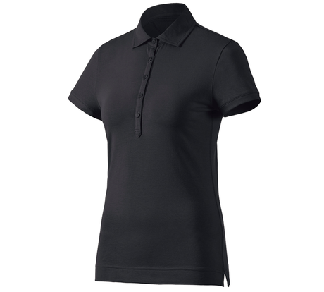 Primary image e.s. Polo shirt cotton stretch, ladies' black
