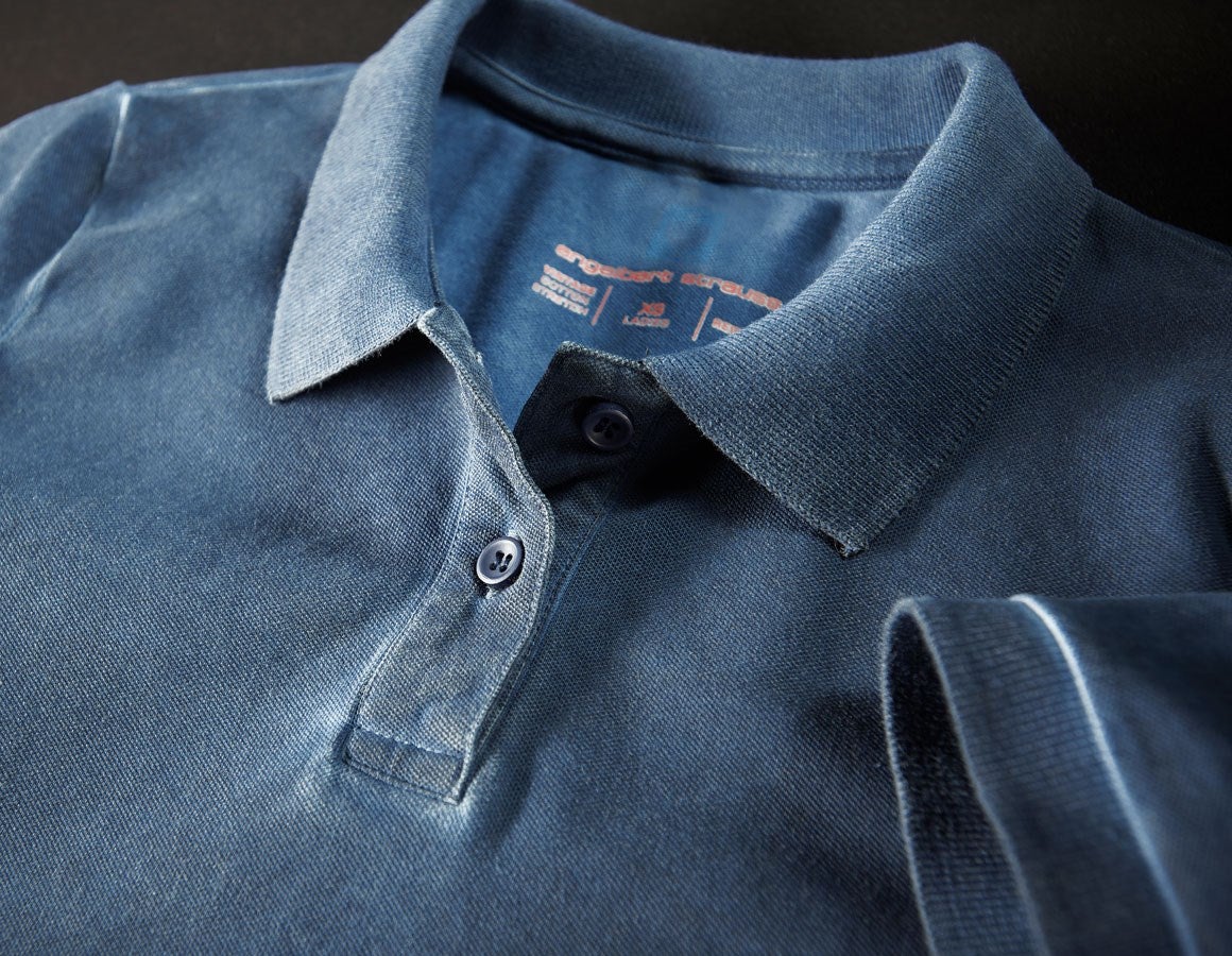 Detailed image e.s. Polo shirt vintage cotton stretch, ladies' antiqueblue vintage