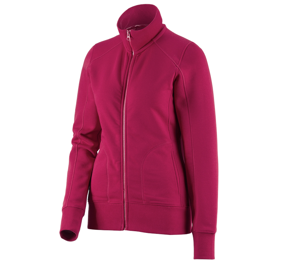 Primary image e.s. Sweat jacket poly cotton, ladies' berry